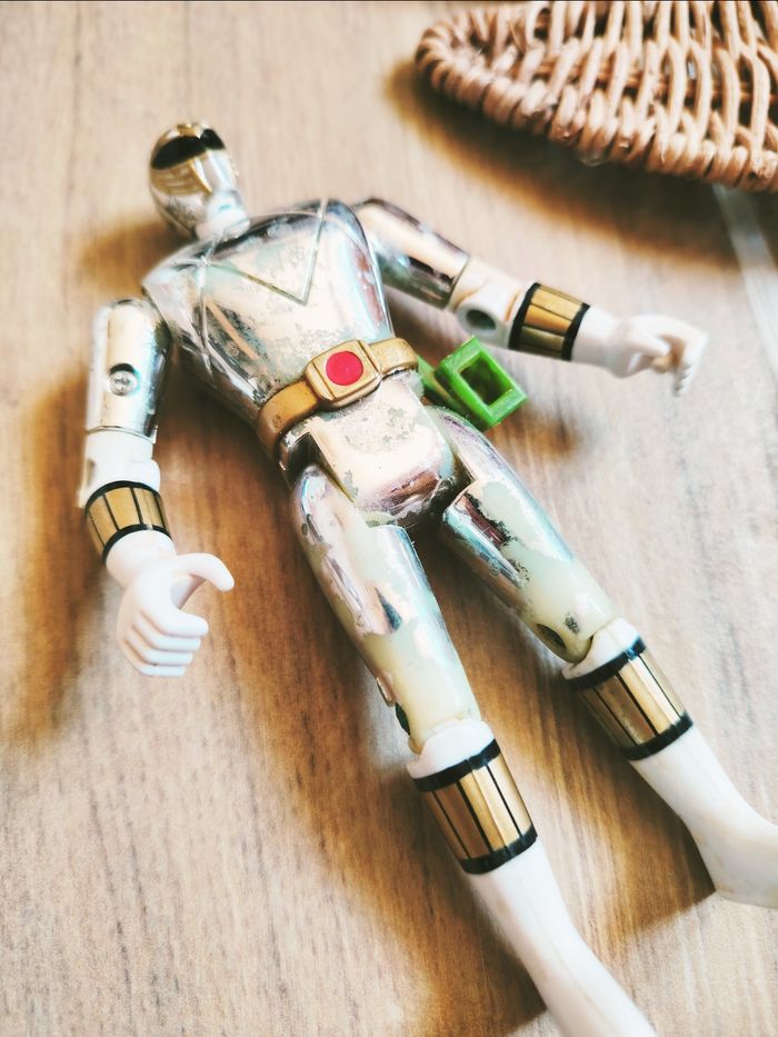 🙅 Power rangers mighty morphin figurine ranger argent silver chrome année 1993 - photo numéro 2