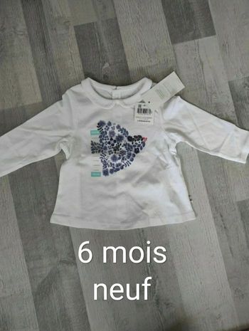T-shirt manches longues Obaibi 6 mois neuf avec étiquette