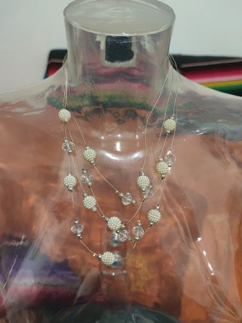 🌺 Collier fantaisie perles écru