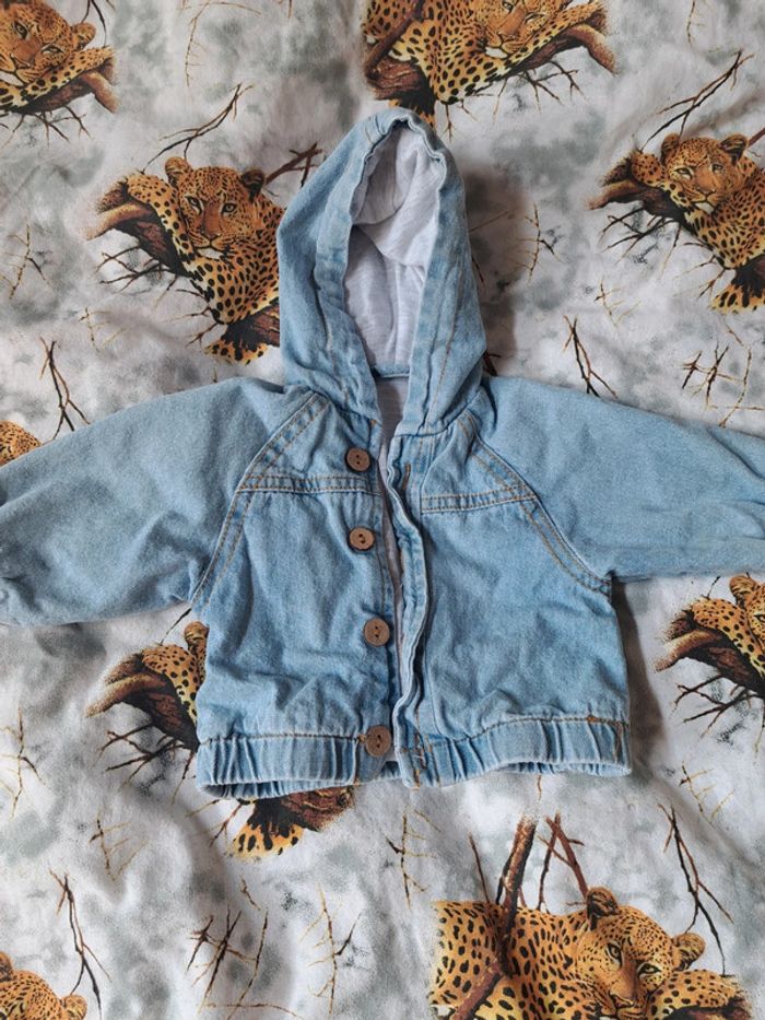 Veste en jeans doublé bébé 0-1mois - photo numéro 2