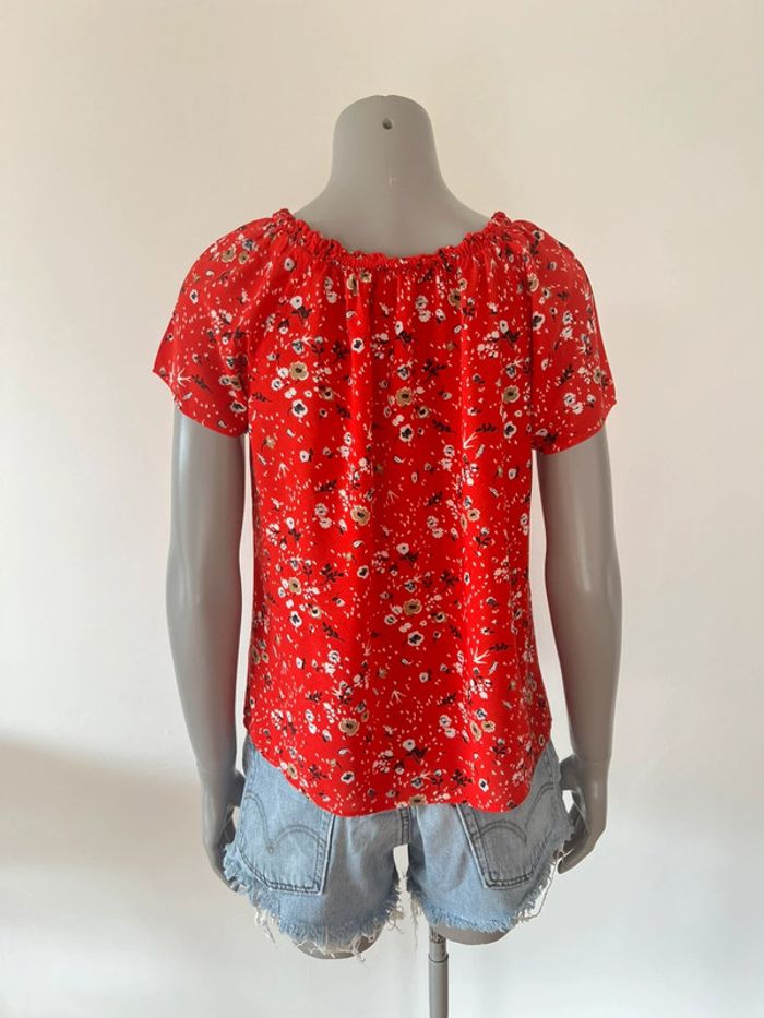 T-shirt rouge à fleurs Caroll - Taille 36 - photo numéro 5