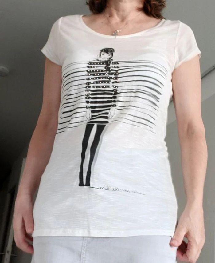 T-shirt blanc camaïeu taille 38 - photo numéro 3