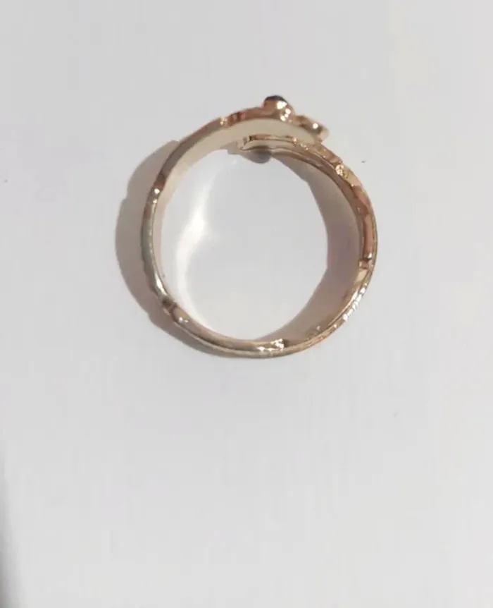 Bague dorée double feuille strass verte - photo numéro 4