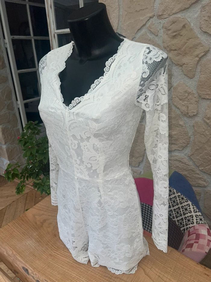 New yorker Combinaison combi short amisu ete femme taille XS 34 blanche dentelle - photo numéro 2