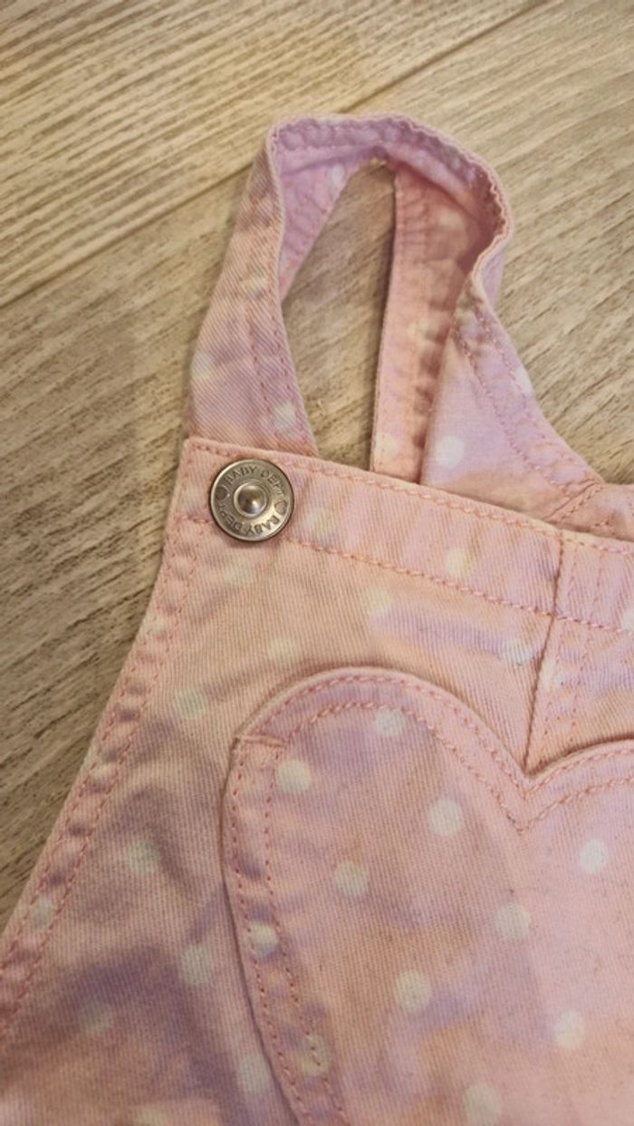 Salopette courte rose pale à pois blanc H&M 🌸 12/18 mois - photo numéro 2