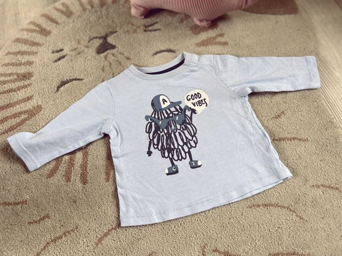 Tee-shirts manches longues bleu avec dessin 3 mois - photo numéro 2