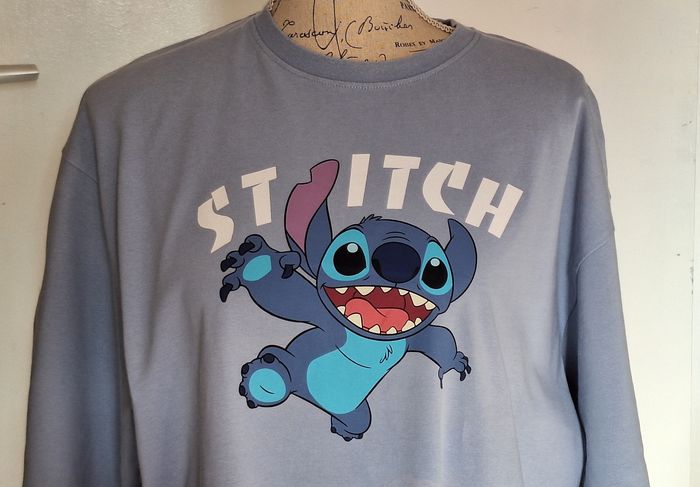 Chemise de nuit bleue à manches courtes Stitch - photo numéro 2