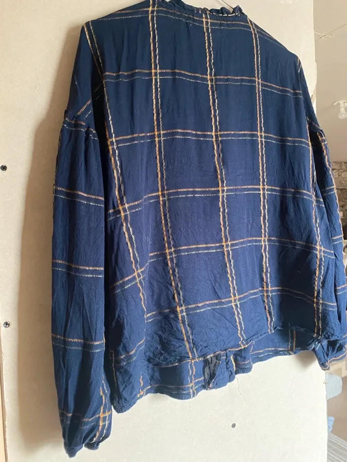 Chemise Vila bleue à carreaux - photo numéro 2