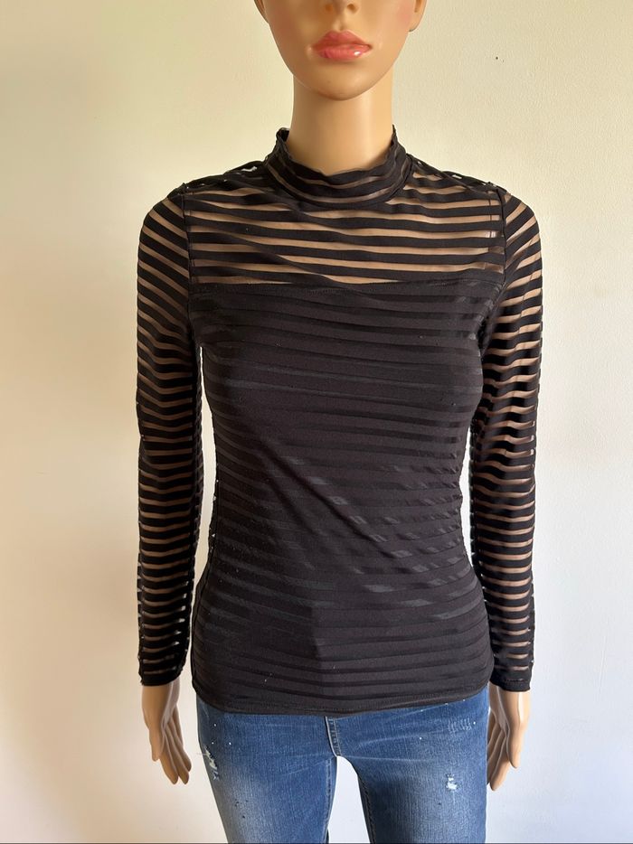 Haut noir transparent à manches longues Morgan taille XS TBE