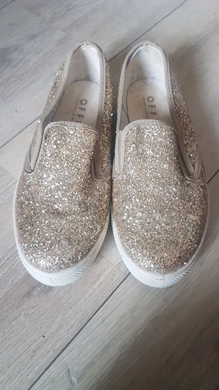 Chaussures sneakers dorées paillettes 36