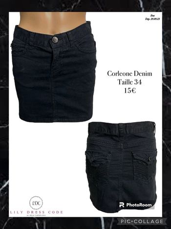 🖤 Jupe noire en jean Corleone Denim – Taille 34 SOLDÉ -50% 🖤