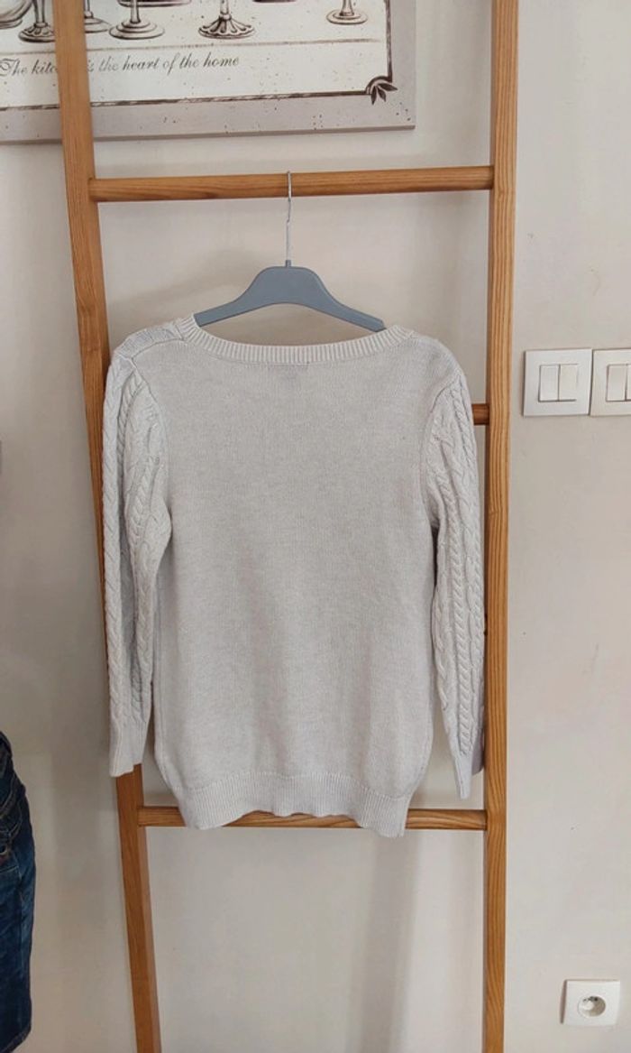 Pull blanc cassé torsadées mailles irlandaises T 36 - photo numéro 5