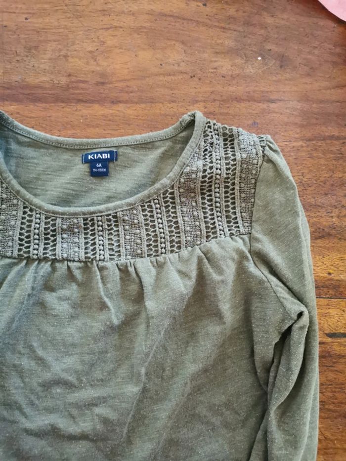 Tee shirt manches longues Kiabi 6 ans kaki - photo numéro 3