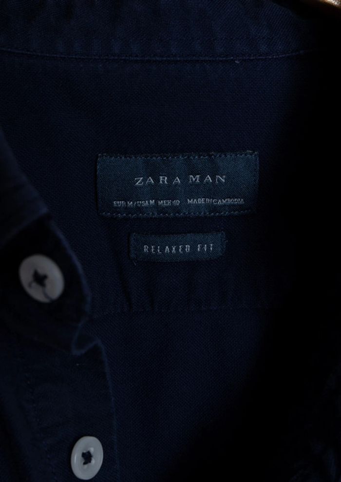 Chemise manches longues bleu marine • long sleeves navy shirt Zara Man Size M - photo numéro 6