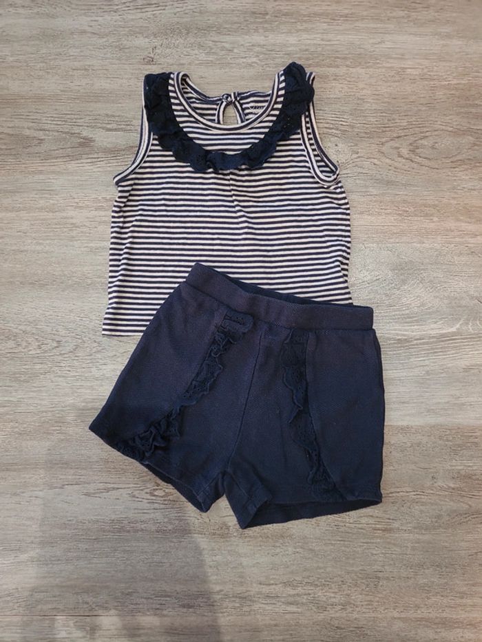 Ensemble short et débardeur bleu marine rayé Primark