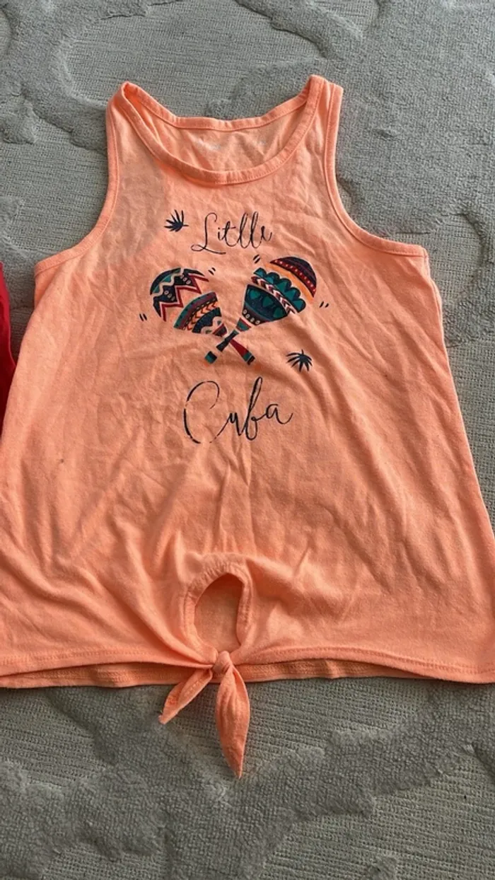 Lot de 2 débardeurs fille – Thème Cuba – Taille 10A / 140 cm - photo numéro 4