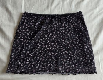 H&M Divided Jupe Courte Polyester Noir Fleurs XS