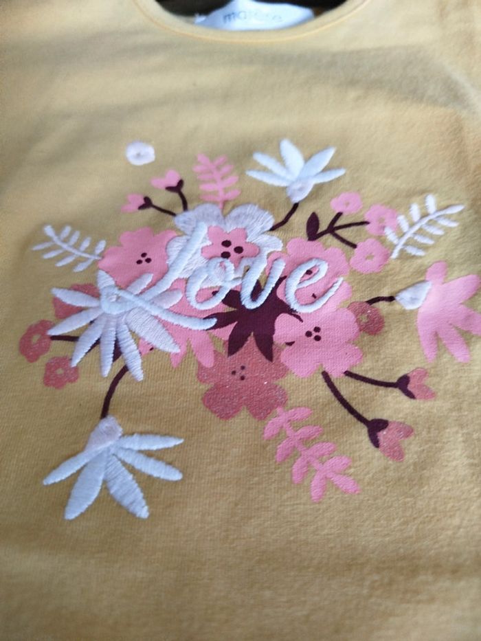 #tee shirt#jaune#motif fleuri - photo numéro 4