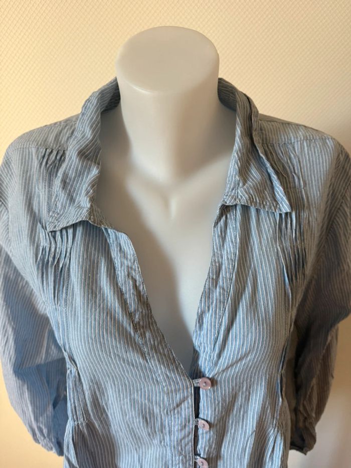 Blouse grande taille en très bon état bleu ikebana taille 54/56 - photo numéro 4