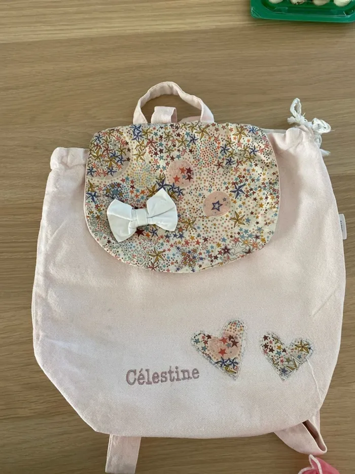 Sac d’école liberty épais personnalisé au prénom de Célestine