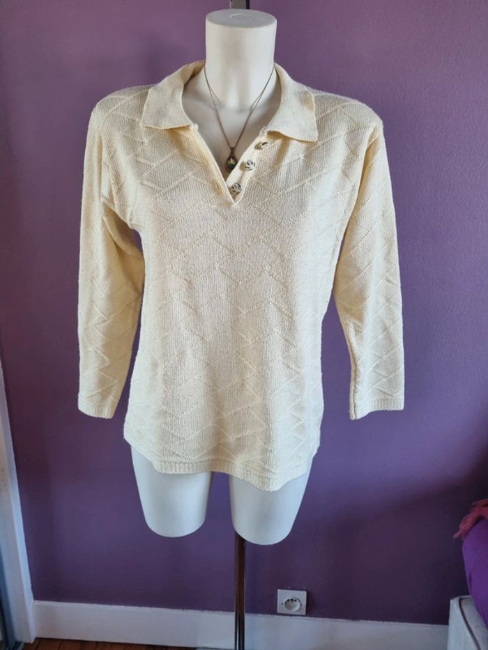 Pull jaune pâle vintage - photo numéro 3