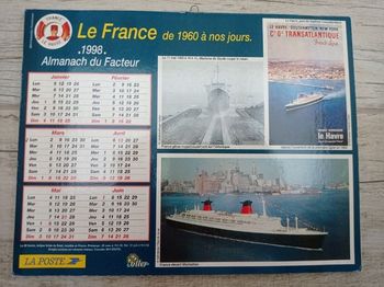 Calendrier / Almanach "La Poste" 1998 - Paquebot France / Le Havre