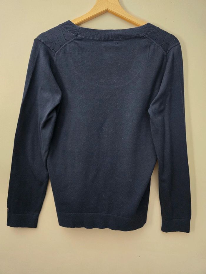Pull Tommy Hilfiger col rond bleu marine M motif ajouré / chic casual - photo numéro 4