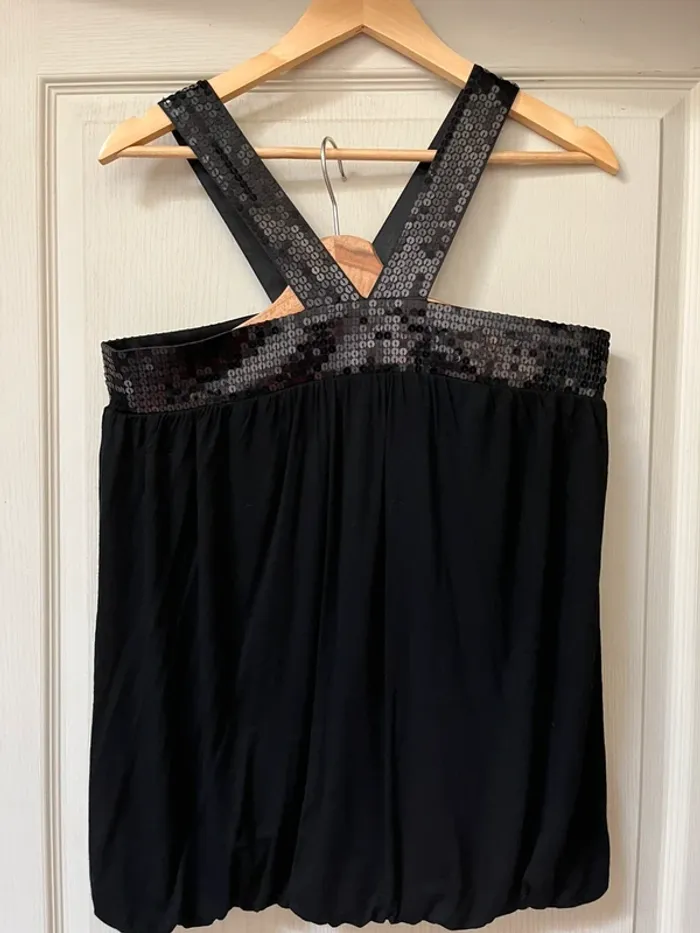Super top, Vila taille L / Noir + sequin / très bon état - photo numéro 3