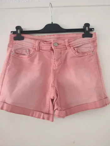 Short en jean corail