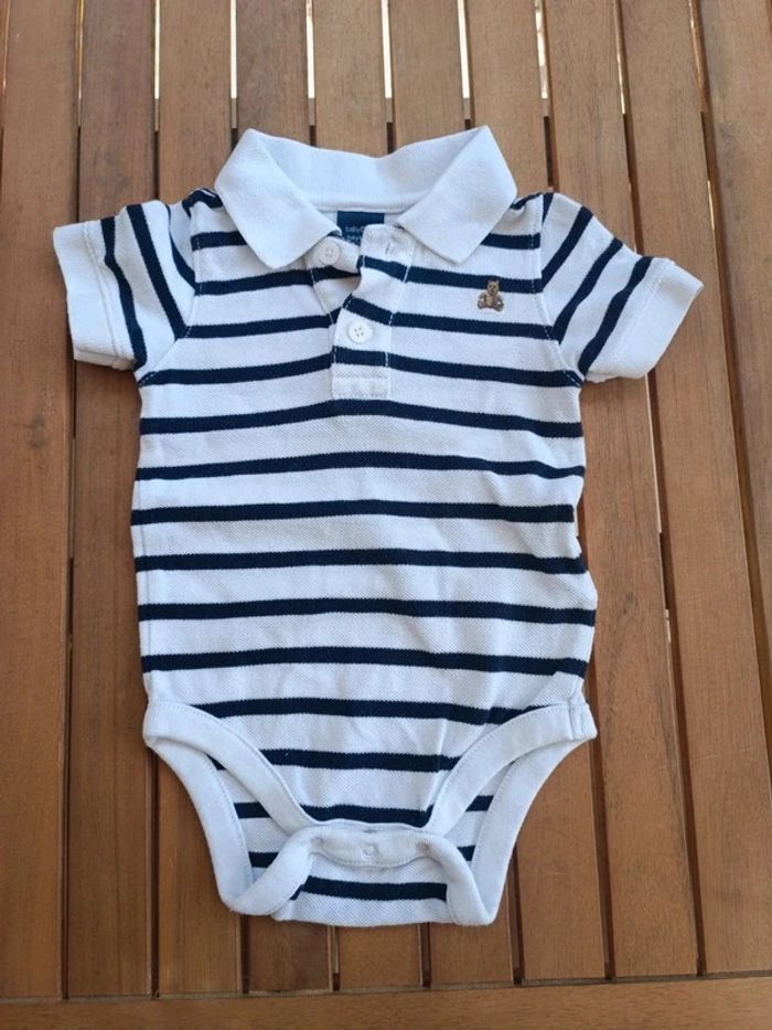 Polo bodie rayé baby gap 3-6mois