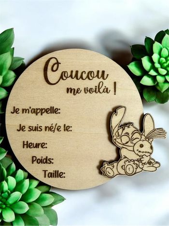 Rond bois naissance stitch