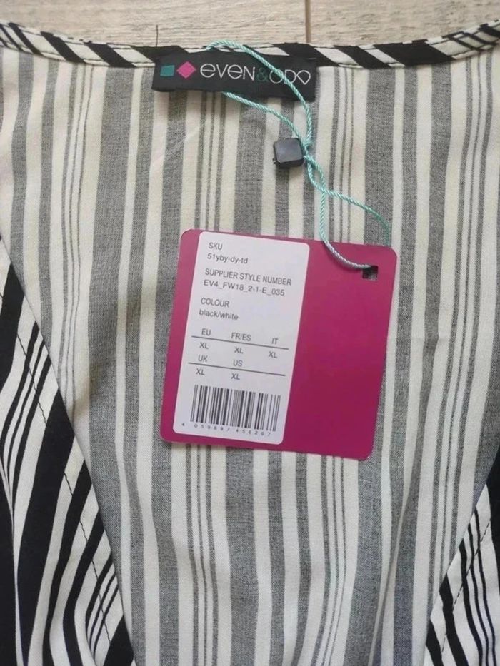 Blouse cache-coeur manches longues rayée noir et blanc taille XL Even & Odd neuve - photo numéro 7