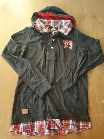 Tshirt manches longues à capuche Tom&Jo faux col chemise 10 ans