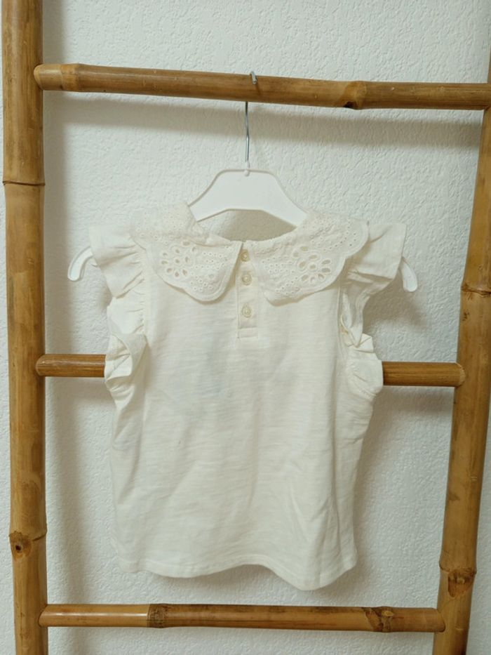 Blouse blanc cassé avec col claudine broderie anglaise Gocco 3 / 4 ans neuve avec étiquette - photo numéro 5