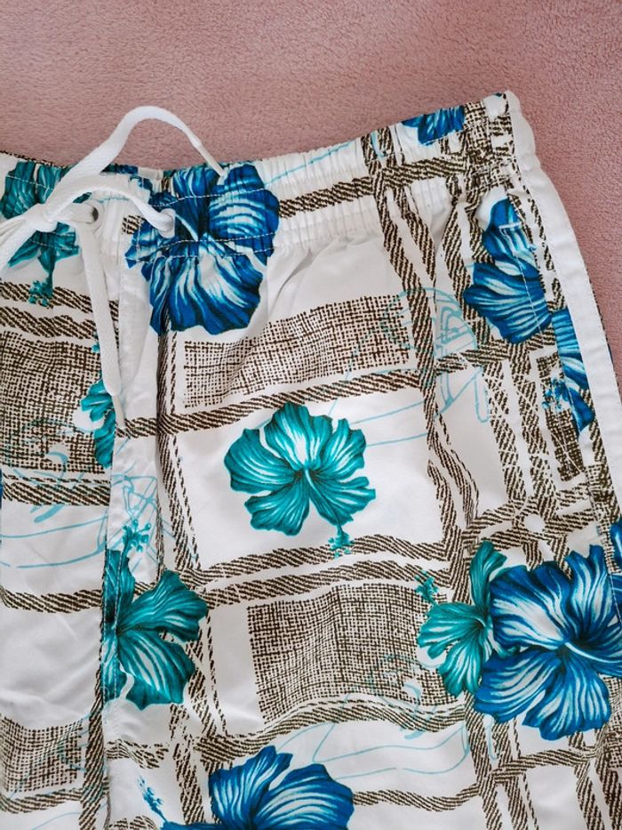 Short de bain de plage homme Dylan Star XL blanc et marron motifs fleurs bleu et turquoise - photo numéro 2