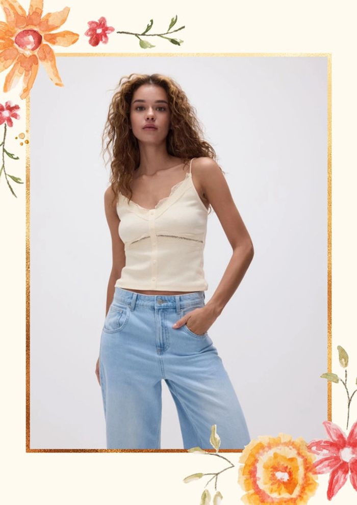 Haut ajusté confectionné en tissu de coton majoritaire et fibres élastiques mélangées Taille unique