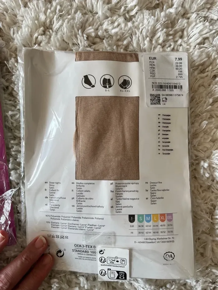 Collant fin satiné champagne Taille 44/46 XL - photo numéro 2