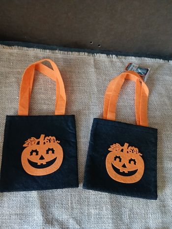 Lot de deux mini sac citrouille pour bombons