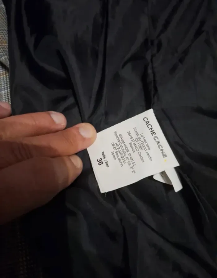 Veste blazer carreaux gris cache cache - photo numéro 9