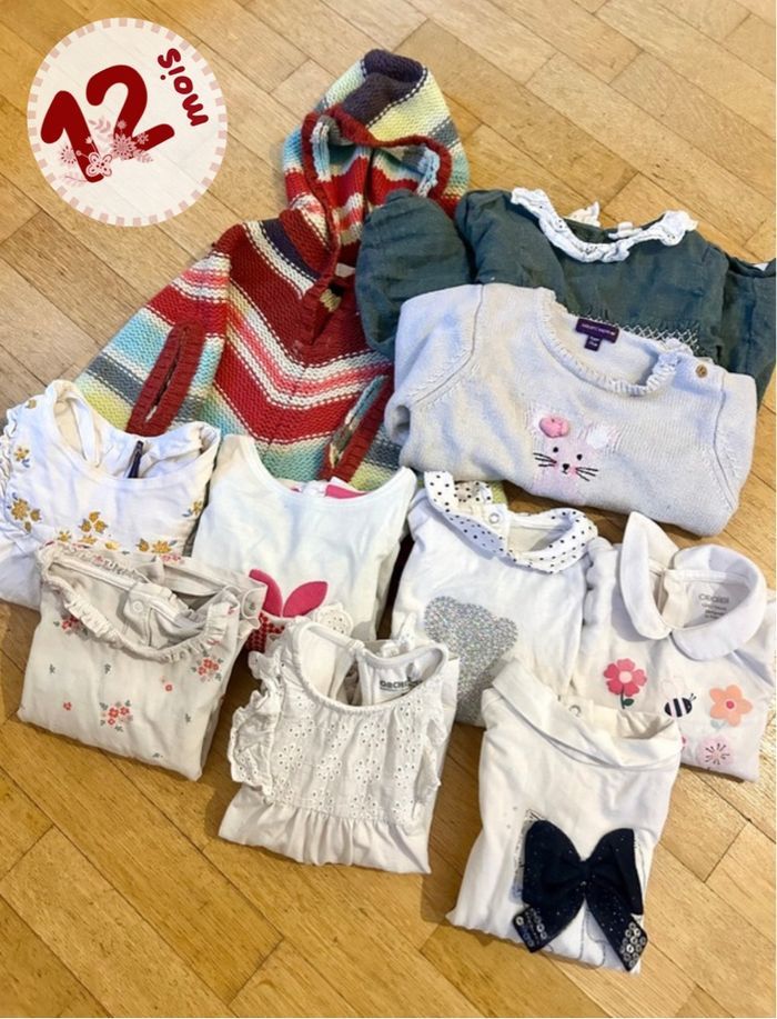🌸 Lot de Hauts Fille - 12 mois - Sergent Major, Vertbaudet, Obaibi
