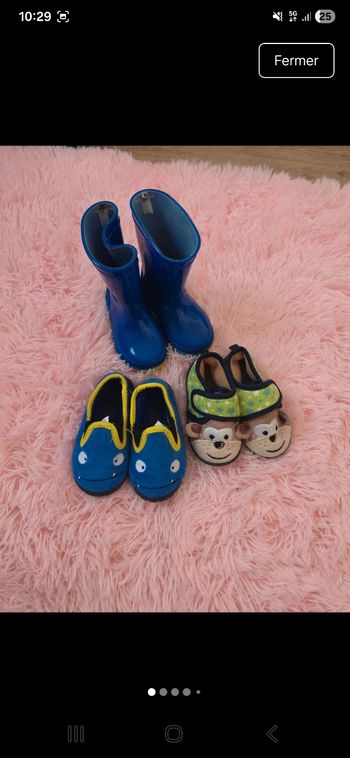 Lot 1 paire de bottes+2 paire de chaussons garçon  taille 22