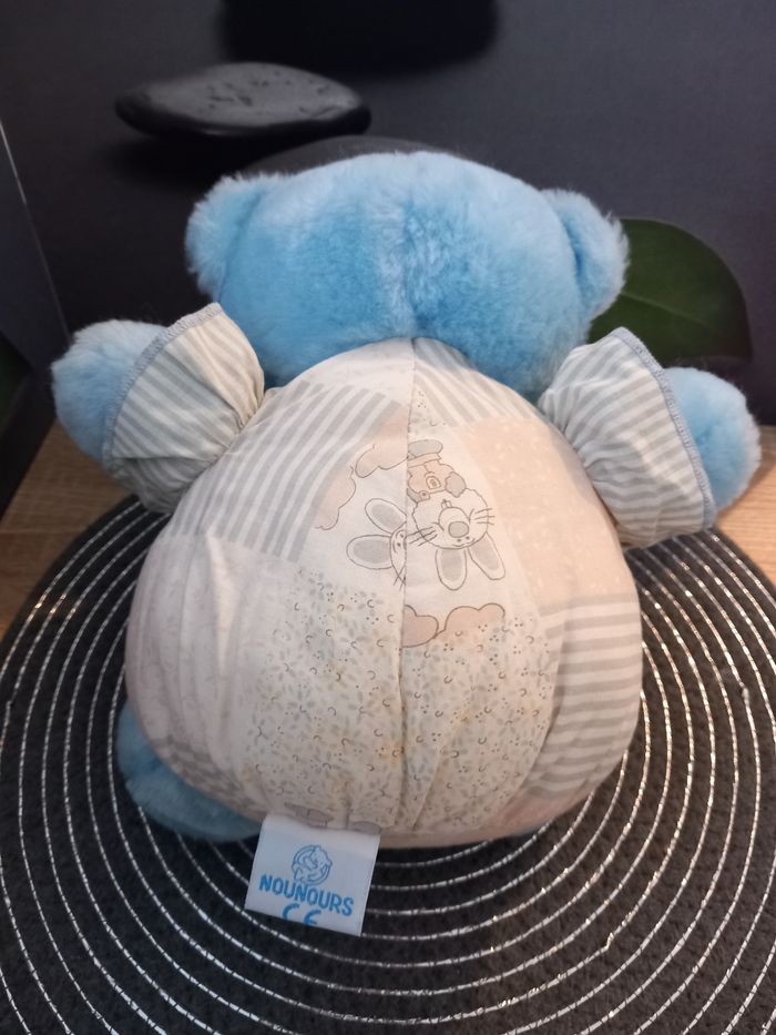 Peluche ours boule marque nounours bleu aux yeux bleus 24cm - photo numéro 4