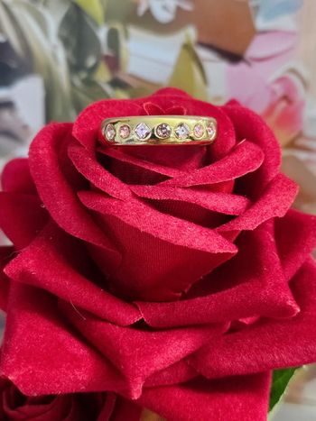 Bague avec ses zirconium rose, acier inoxydable