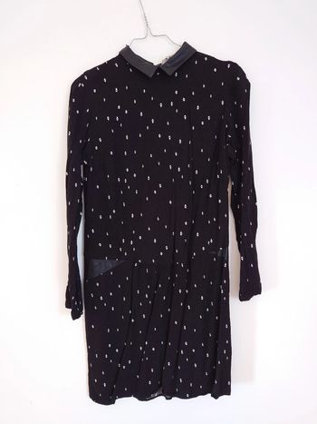 Jolie robe droite manches 3/4 col en simili cuir - dressing trié par tailles