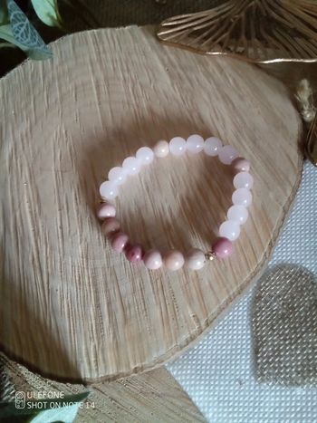 Bracelet quartz rose et rhodonite💗 douceur/tendresse