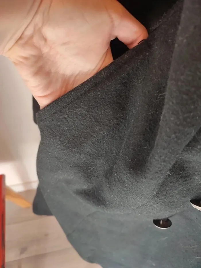Manteau long en laine noir veste - photo numéro 6