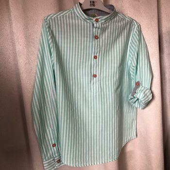 Chemise liquette rayures vertes 12 ans Orchestra