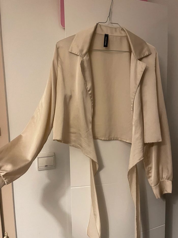 Chemise satin manche longue beige - photo numéro 2