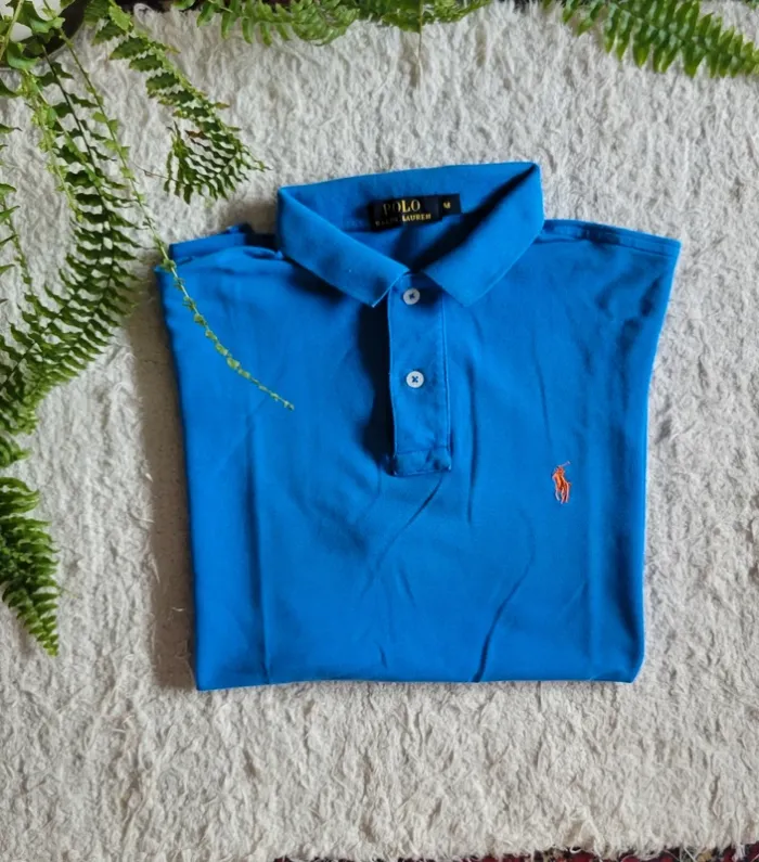 Polo ralph lauren bleu logo brodé orange taille M