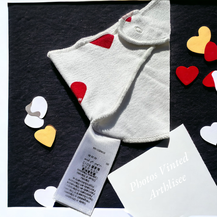 Ensemble 2P combinaison bandana coeurs Petit Bateau 6 mois TBE (19€) - photo numéro 3